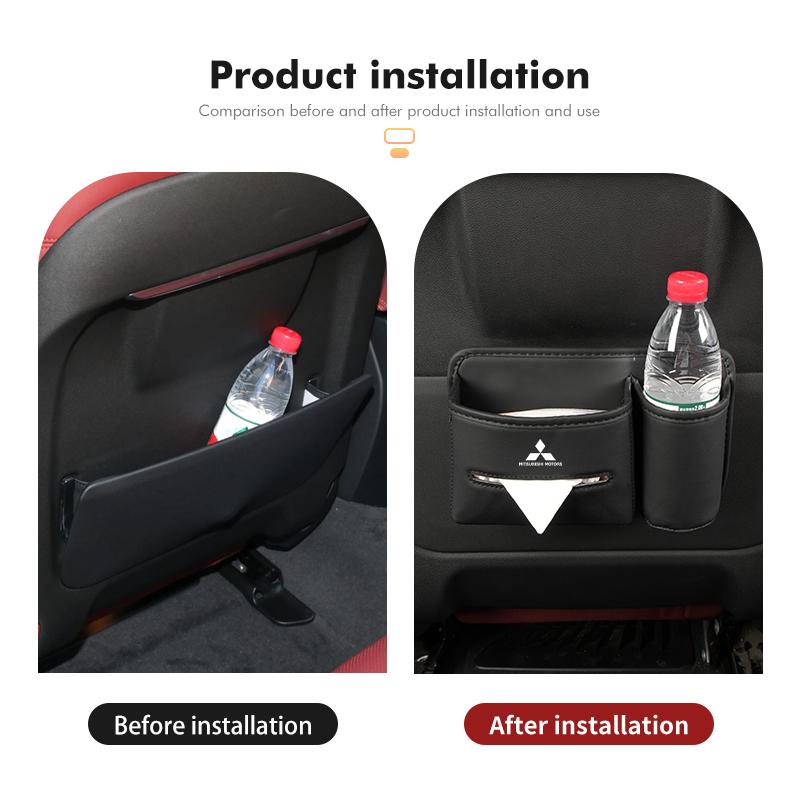 Car Logo Seat Slot Leather Storage Tissue Box Holder Auto Decorative Accessories For Mitsubishi Outlander Lancer Eclipse Mirage MF8