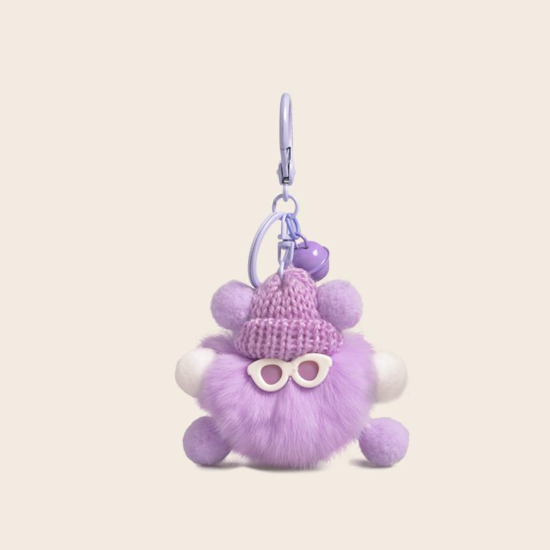 Fluffy Soft And Cartoon Rabbit Fur Keychain With Colorful Adorable Designs