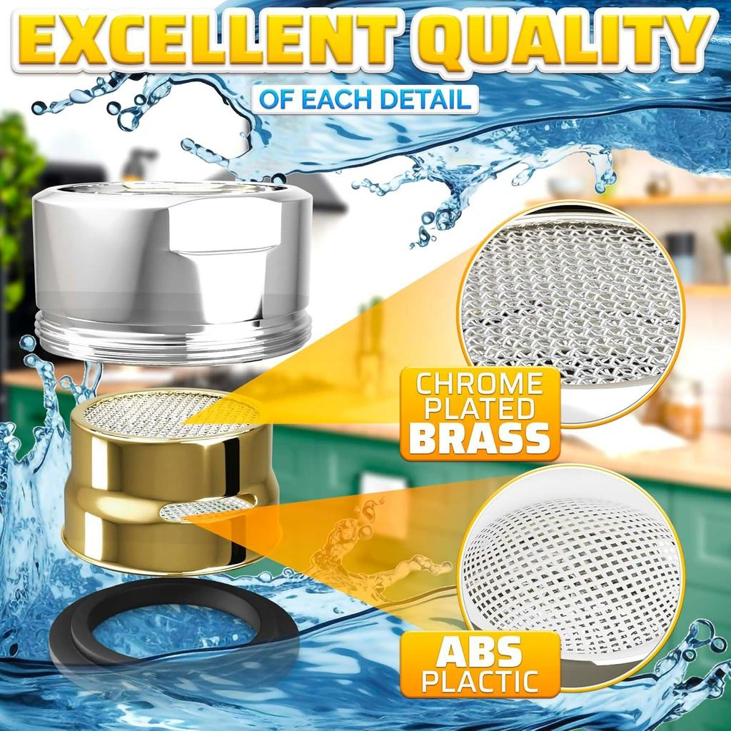 4Pcs Bathroom Faucet Aerator Replacement - 15"/16" 24mm Kitchen Bathroom Sink Attachment High Flow Aerator for Sink Faucet Aerators M24 Male Thread