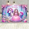 Unicorn themed backdrop, rainbow elf princess, birthday party supplies, cake table decoration, party favors628