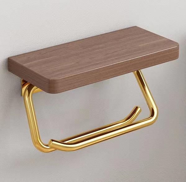 

Держатель для салфеток из орехового дерева, без перфорации, держатель для туалетной бумаги, держатель для рулонов бумаги из цельного дерева, настенный держатель для мобильного телефона, без перфорации