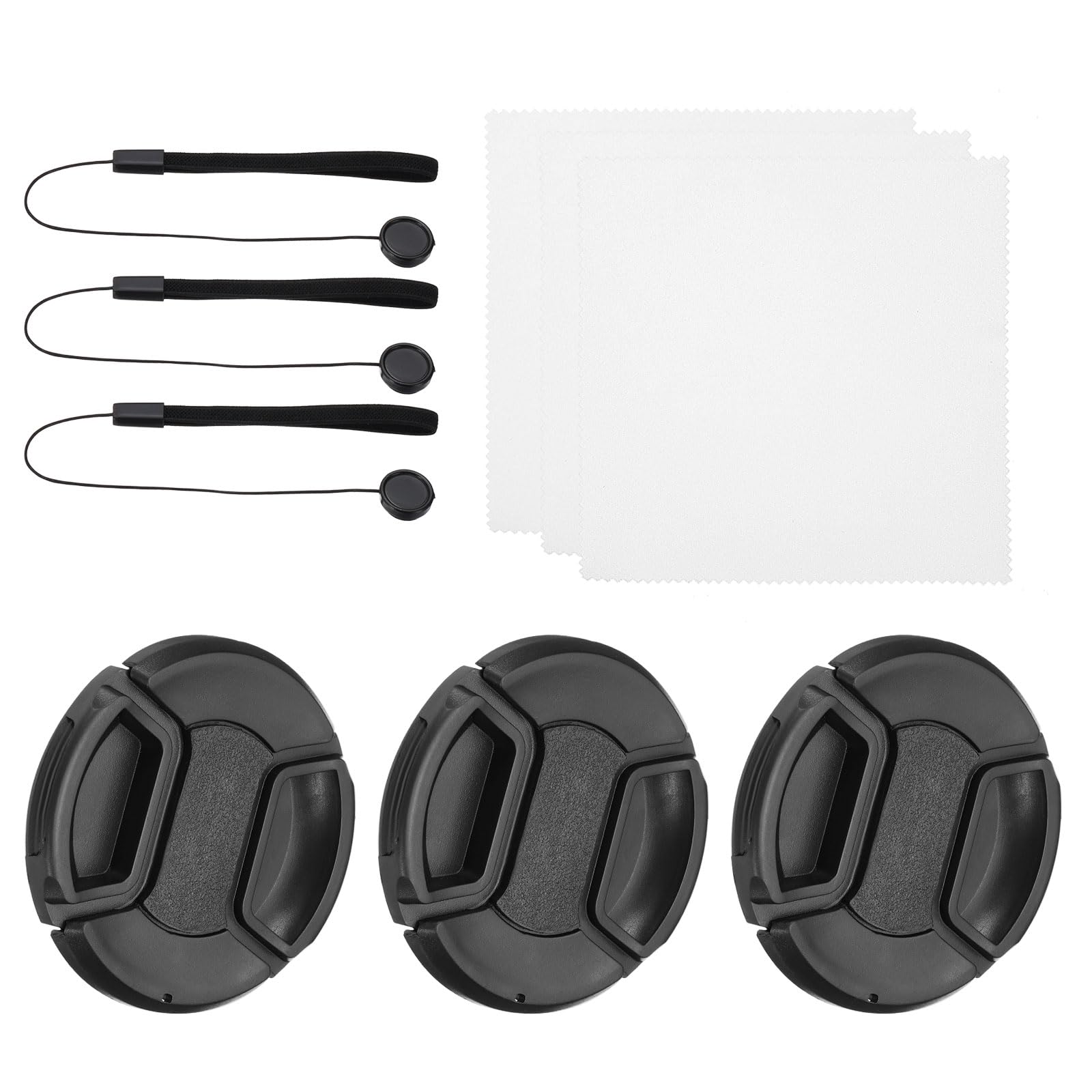 

PATIKIL 58mm Lens Cap Side Pinch Snap Camera Lens Covers for Front Lenses with Cleaning Cloth and Keeper Perfect for 58mm Thread Universal DSLR Black