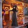 180 cm Halloween Animierte Hexe Dekoration Lebensgroß mit Leuchtenden Augen, Gruseligem Geräusch, Berührungsaktivierung