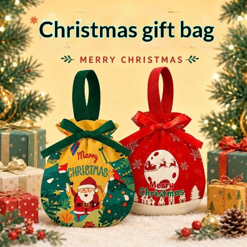 Christmas Goodie Bags Drawstring Holiday Party Favor Pouch For Candy Snack Stocking Stuffers Xmas Gift Sacks