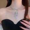 Korean Zircon & Pearl Tassel Necklace – Trendy Design Clavicle Chain