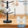 360° Rotated Wood Mug Holder Coffee Cup Tea Cup Organizer Stand 6-Hook Kitchen Countertop Coffee Bar Accessory