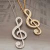 Fashion Women Fully Rhinestone Music Note Pendant Long Chain Sweater Necklace