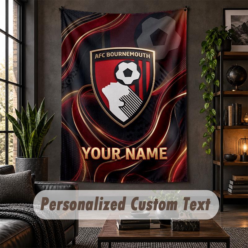 Wall Tapestry Bournemouth Football Print Custom Name Text Wall Hanging Home Decor