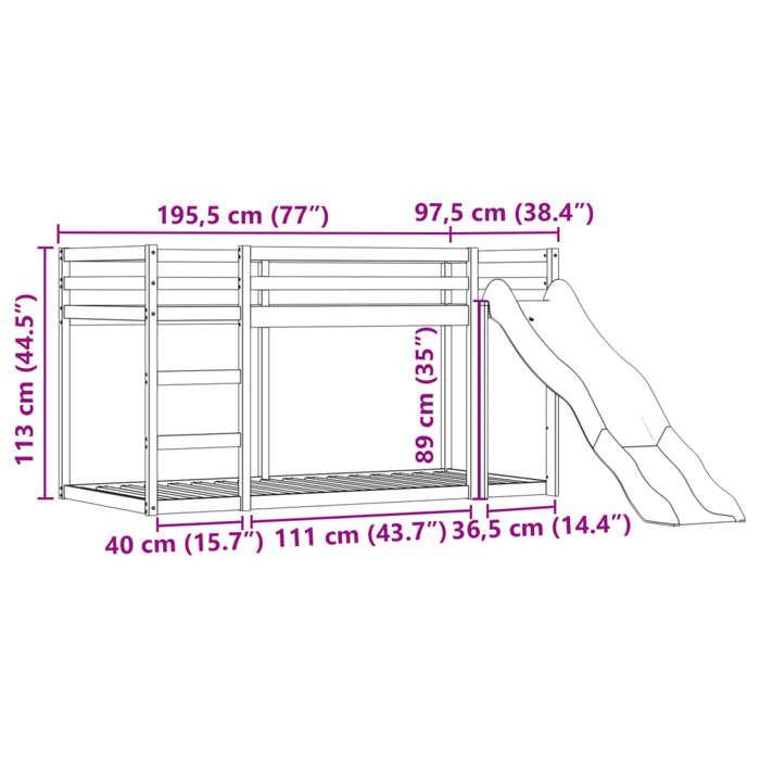 VidaXL Lit superposé avec toboggan et rideaux rose 90x190 cm, lit, cadre de lit, lit superposé bas, meuble de chambre à 3284130