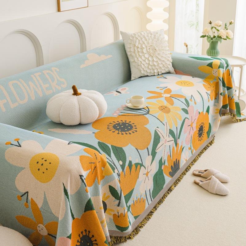 1pc Sofa Blanket with Tassels All-inclusive Universal Sofa Covers INS Style Couch Towel Camping Picnic Blanket Throw Blanket