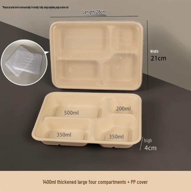 Mubaisen Disposable 4-Compartment Takeout Lunch Boxes