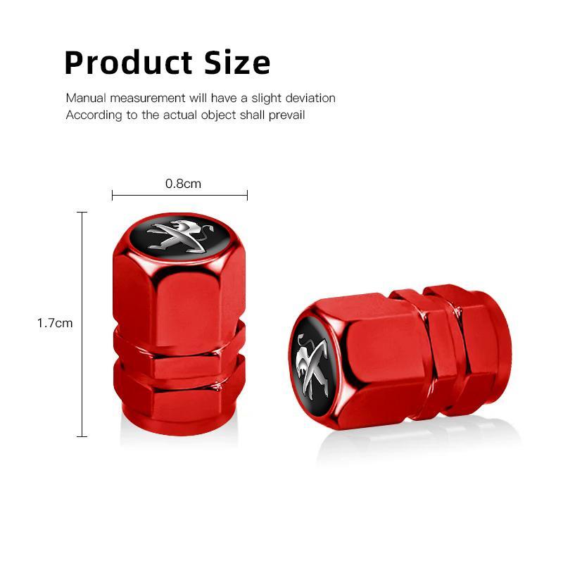 4 Pcs Metal Car Tire Valve Caps for Peugeot 205 206 207 208 301 307 308 406 407 408 508 2008 3008 4008 5008 105 106 107 108 RCZD