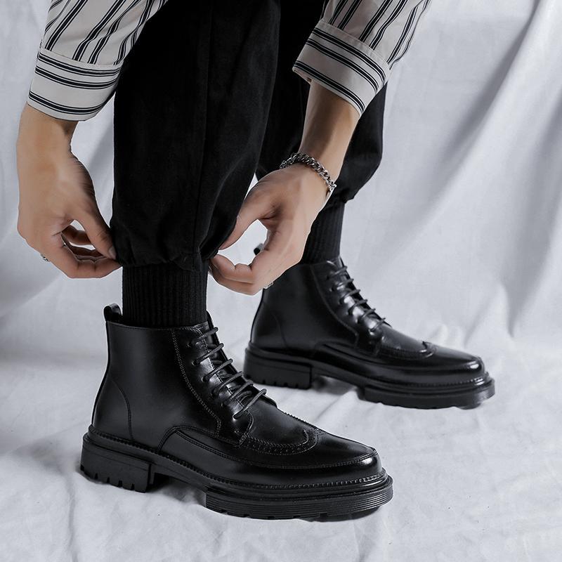 

Ботинки мартин мужские в британском стиле зимние ботинки челси мужские кожаные туфли черные повседневные рабочие ботинки короткие ботинки с высоким верхом мужские туфли 44