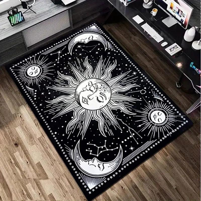 1Pc Sun and Moon Print Rug - Home Decoration Carpet For Living Room Bedroom Flooring Computer Chair Area Rug