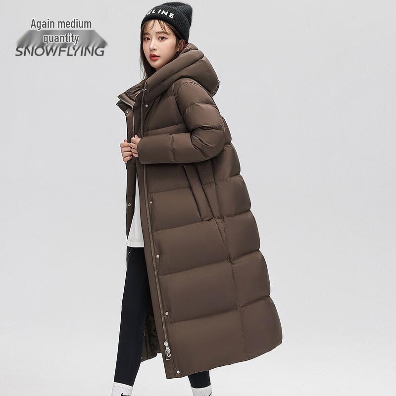 Xuezhongfei Women's Over-the-Knee Goose Down Hooded Jacket