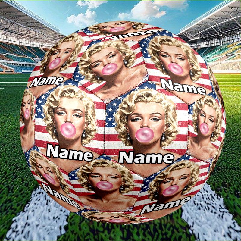 Custom Name Personalized Marilyn Monroe Print Size 5 Soccer Ball Training & Match Football, for Team, Kicking, Gift for Football
