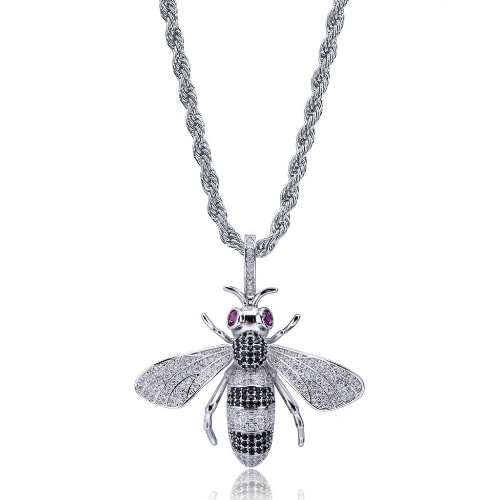 European and American Popular Bee Style Trendy Brand Personality Pendant with Micro Inlaid Colored Zircon