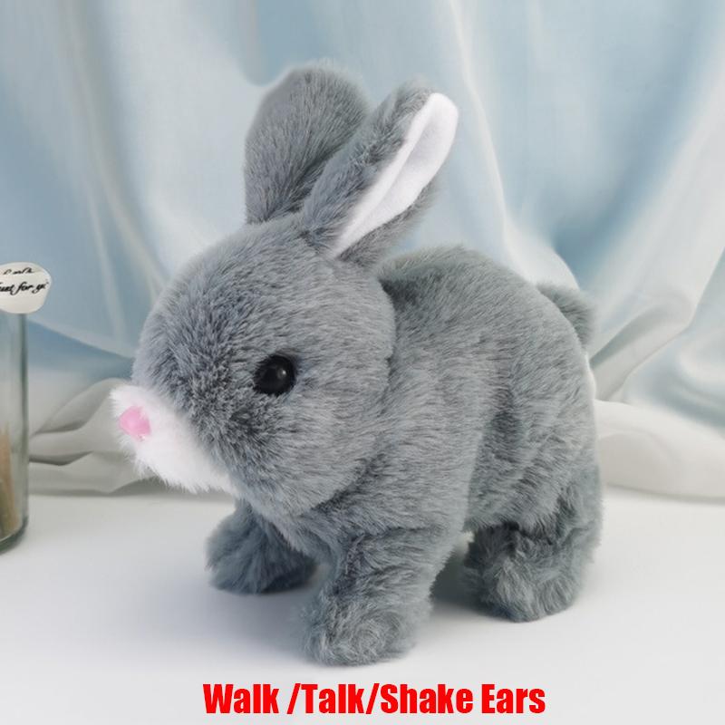 Plush Rabbit Toy Robot Bunny Walking Jumping Running Animal Shake Ears Cute Electric Pet for Kids Birthday Gifts