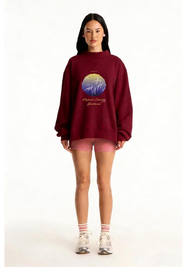 European Style Trendy Women's Sweatshirt: Mid-High Neck, Casual Loose Fit, Hot Stamping, Autumn Collection