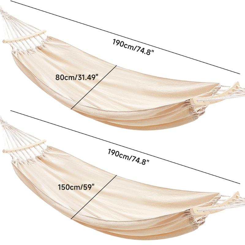 Double Hammock Swing Bed, Thickened Fabric Soft Canvas, Portable Travel Hanging Hammock for Camping and Outdoor, Large