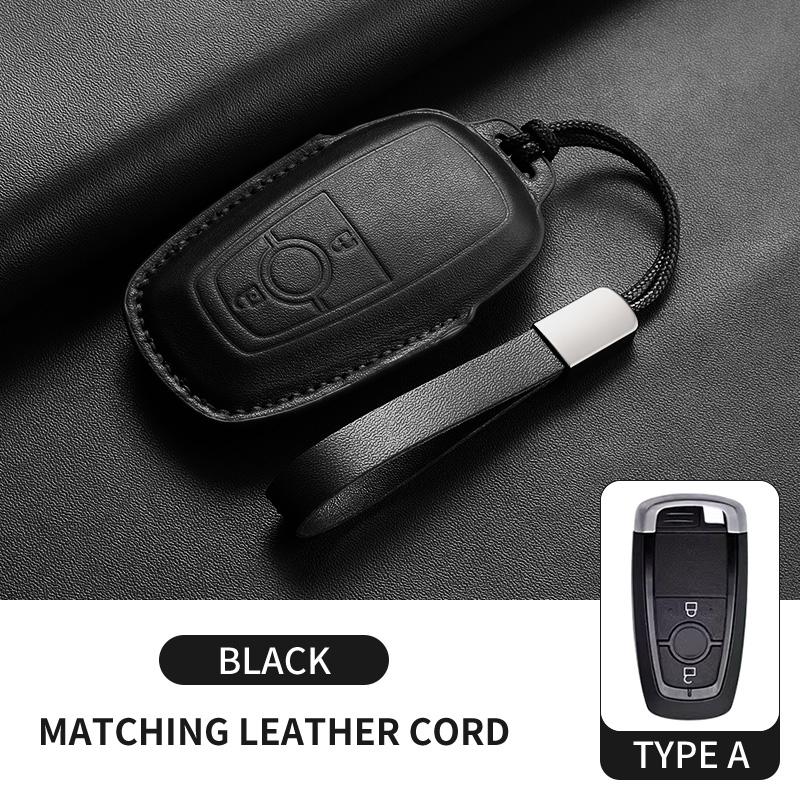 Leather Car Key Case Cover For Ford Focus Explorer Edge Mustang Fusion Mondeo Kuka Escape F250 F350 F450 F550 Galaxy Auto Parts