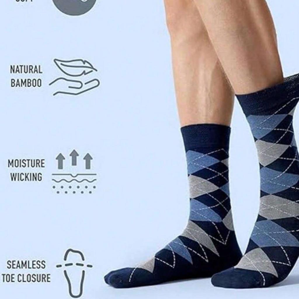 5 Pairs Men Women Argyle Patterned Long Socks Cotton Business Classic Soft Breathable Mid Calf Hosiery Autumn Winter Warm Socks