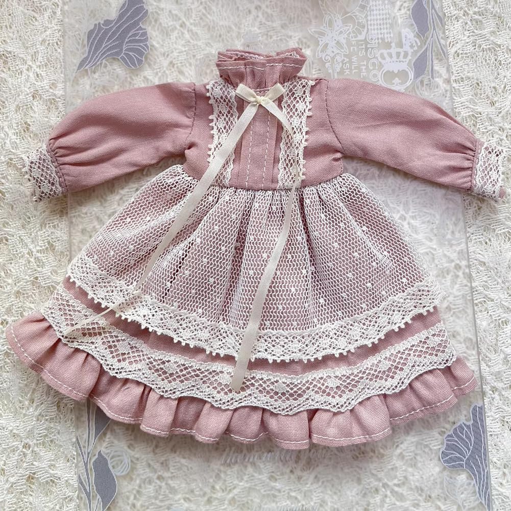 Rakulifey Blythe poppenkleding, outfit, jurk, jurk uit één stuk, Neo Blythe outfit, Obitsu 24 compatibel, 3 kleuren (roze)