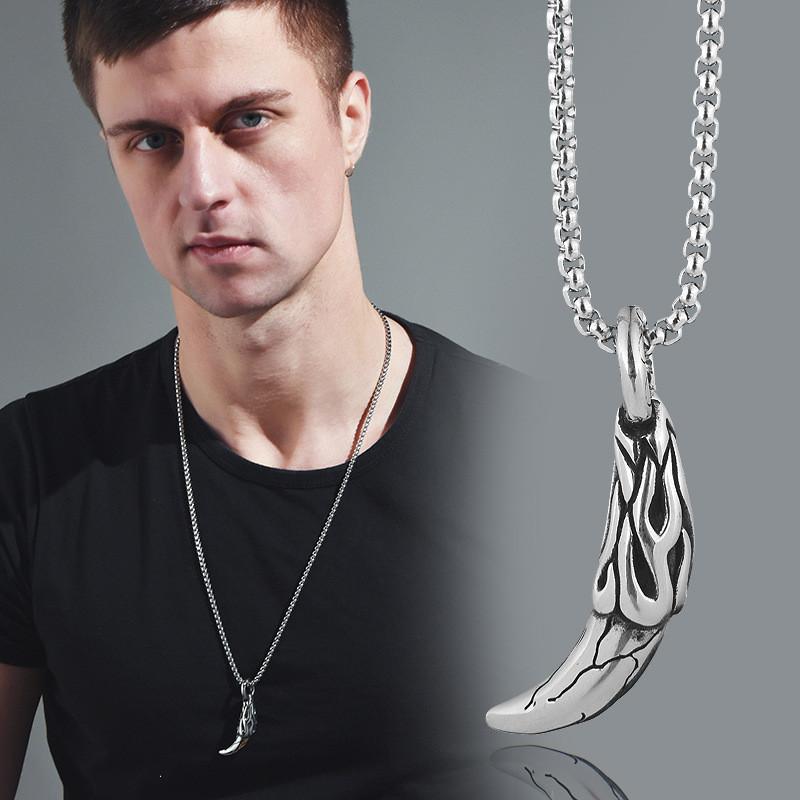 Tooth Eyecatching Wolf Necklace For Men And Women Stylish Titanium Steel Jewelry Piece