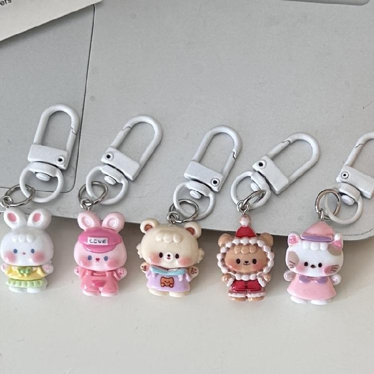 Lovely Pet Shaped Keychain For Couples Gift Resin Accessory Mini Key Ring Her Birthday Present Bag Pendant
