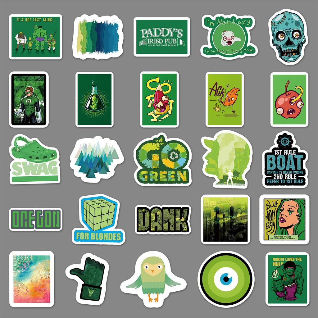 67 Green Small Fresh Graffiti Suitcase Waterproof Self-adhesive Cartoon Bicycle Car Decoration Stickers