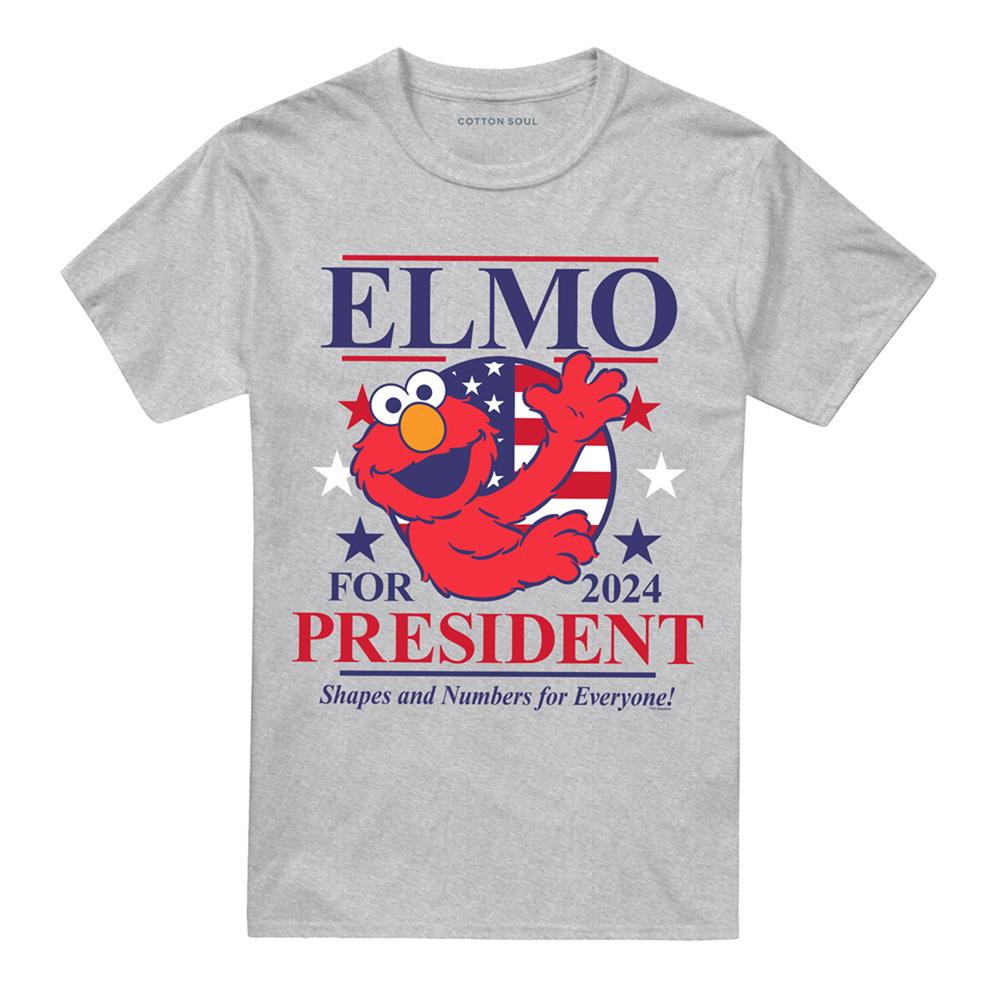 Sesame Street Unisex Adult For President 2024 Elmo Heather T-Shirt