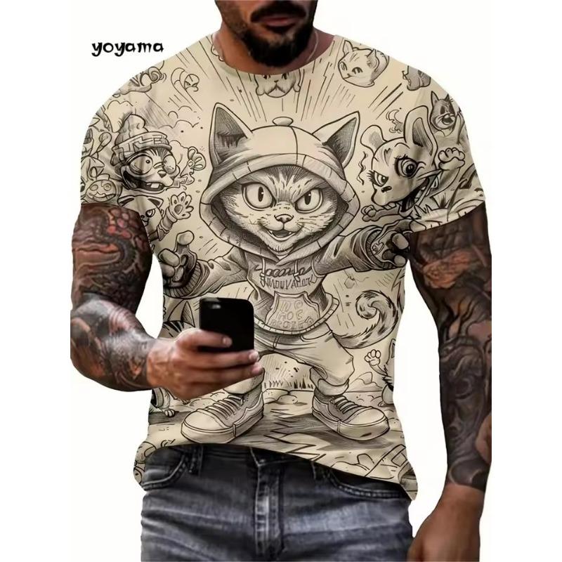 Men's Crocodile Graphic Print 3D T-shirt Short Sleeve Crew Neck Tee Men's Clothing For Summer Outdoor Sportswear Casual T shirts