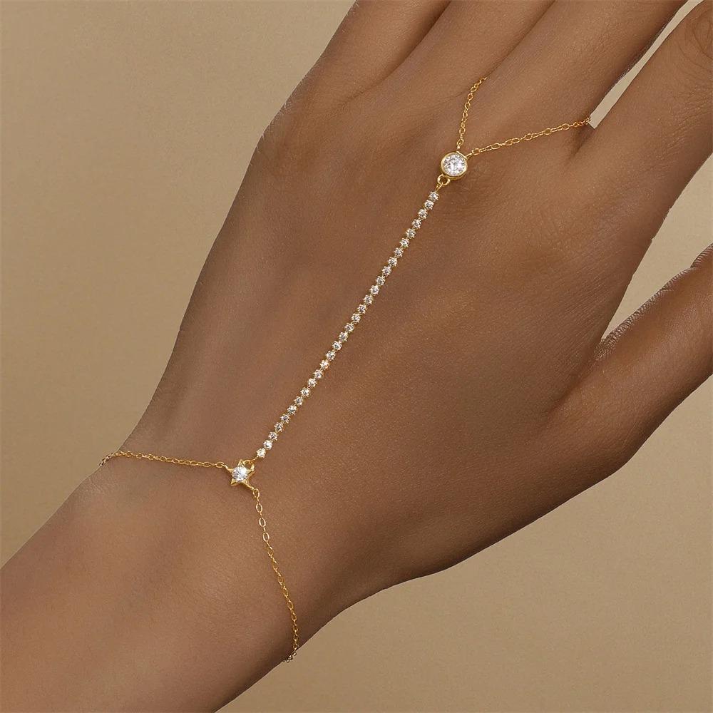 CANNER Bracciale con Charm in Argento 925 Stile INS Occhio di Cavallo Zircone con Catena ad Anello per Donna Uomo Coppia Gioielli da Festa