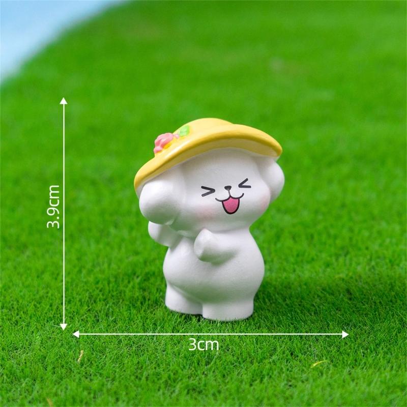 6 Piece Colorful Resins Dog Miniature Sculpture With Beach Theme Design Vacation Animal Statue Table Decoration Accent