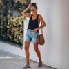 Women's Distressed Denim Shorts Mid Rise Raw Hem Casual Summer Jean Shorts