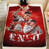 Roter Ton Fußballstar Team Collage Druck Fleece Decke Sportfan Weich Warm Überwurfdecke Sofa Bett Heimdeko Geschenk für Fußballfans