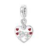Orstarry S925 Silver Charm Loving Mom and Child Heart Bead Pendant For Bracelet DIY Jewelry Making Mother's Day Gift
