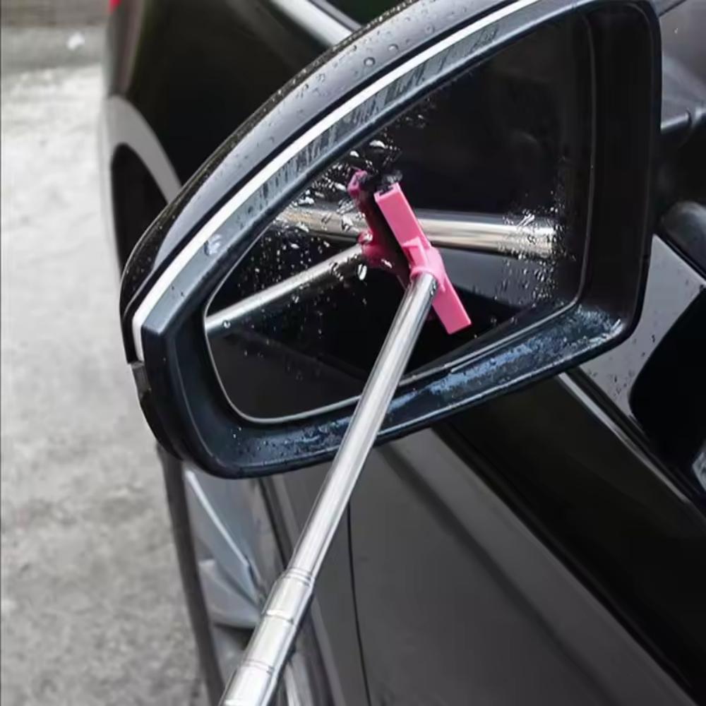 Car Telescopic Rearview Mirror Squeegee Portable Rainy Side Wiper Car Tool Glass Cleaning Handheld Mirror Window