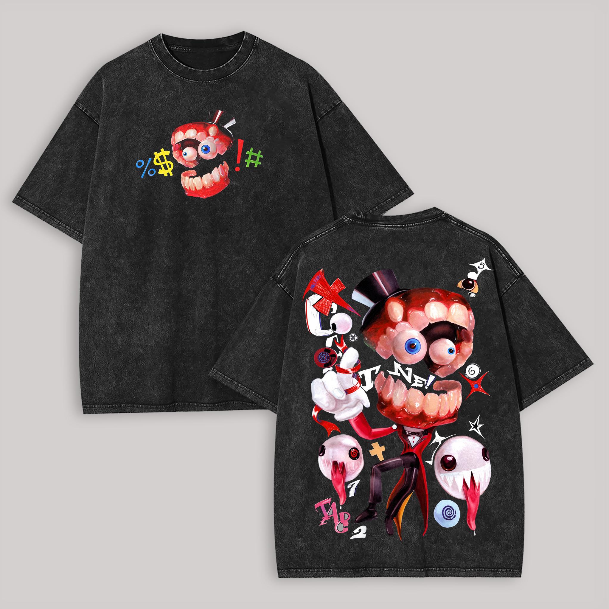 

The Amazing Digital Circus Anime Lover Washed T-shirt Year round clothing high quality personality Clothes Plus Size Unisex New Model Couples tee L