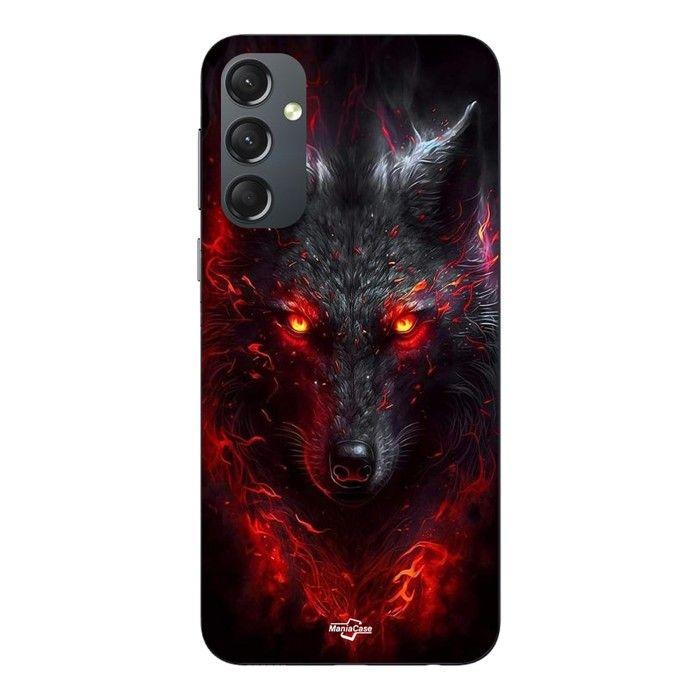 Coque de téléphone - MANIACASE - Samsung Galaxy A54 - Silicone - Souple - Loup noir feu rouge