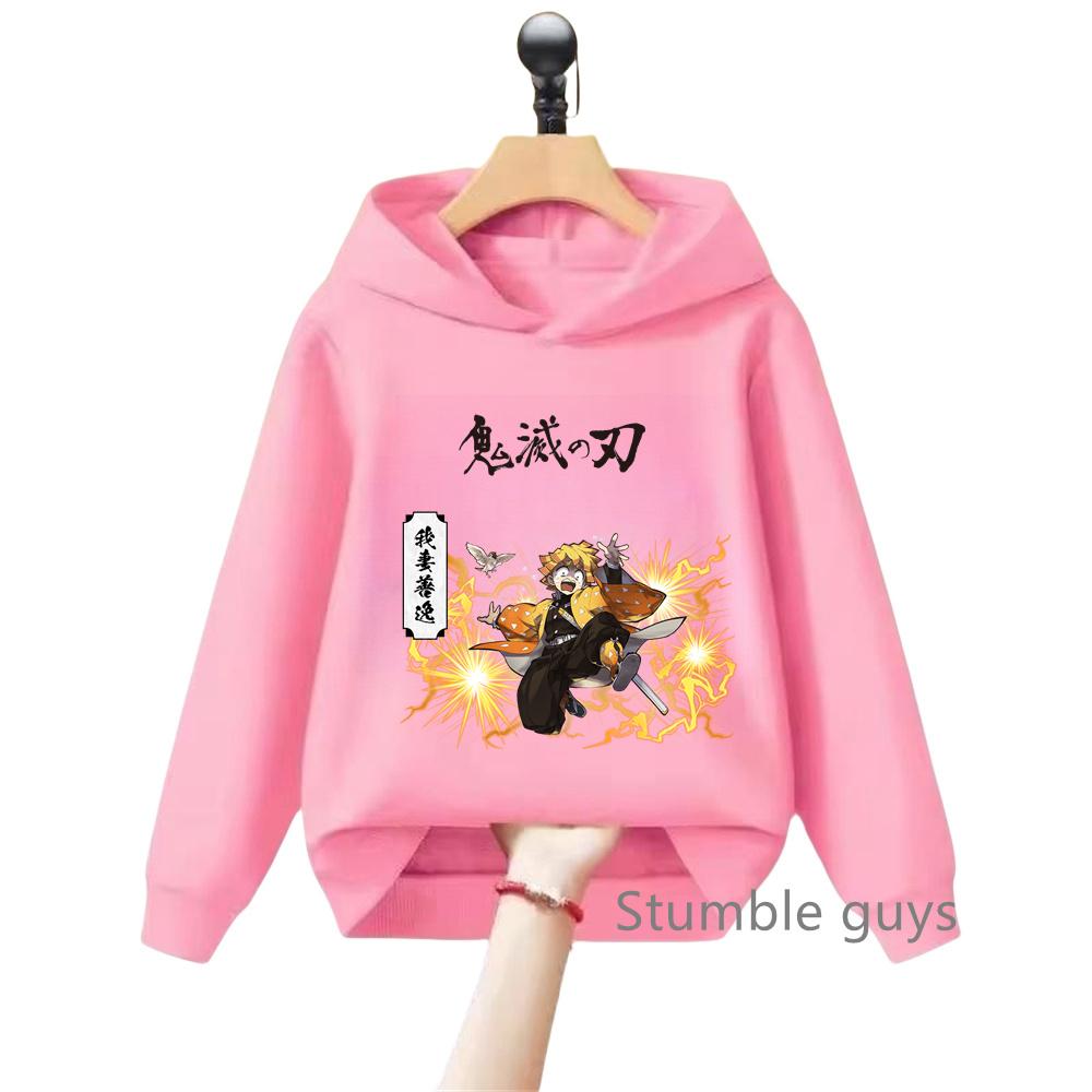Cute Anime Demon Slayer Kids Hoodie Sweatshirt for Boys Girls Cartoon Long Sleeve Casual Daily Wear