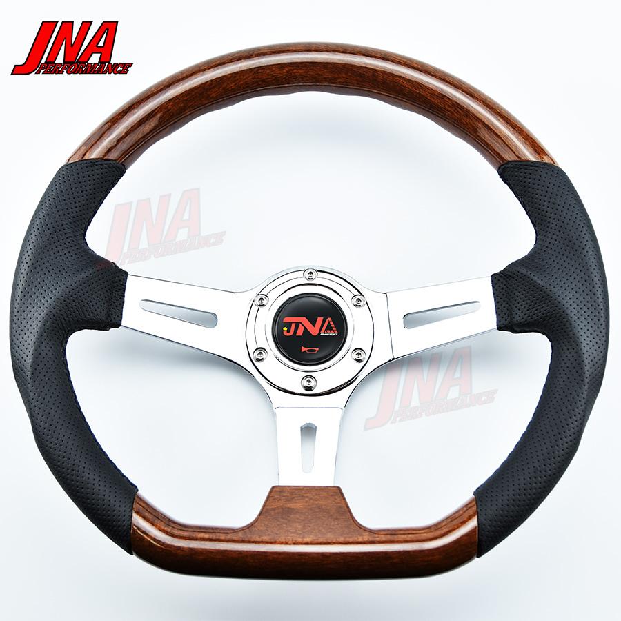 3-Spoke Carbon Film D-Shape Steering Wheel Vintage JDM Deep Dish Racing Steering Wheel PC-ST59