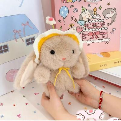 Lindo peluche de conejo pudín con capucha, muñeco de conejito blanco, muñeco relajante para dormir, conejo de orejas caídas, máquina de garras