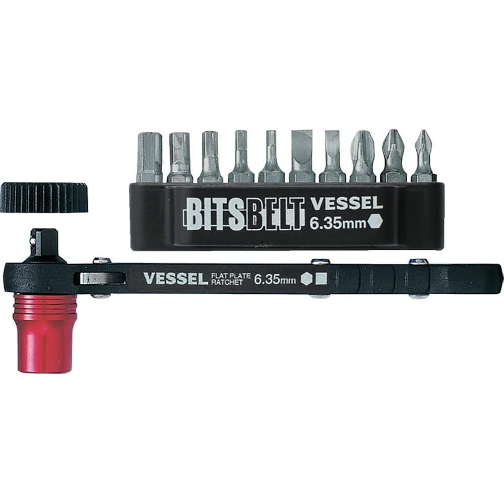 VESSEL (VESSEL) plate ratchet screwdriver set (with 1 screw catches, plus, minus, and 10 hex bits...