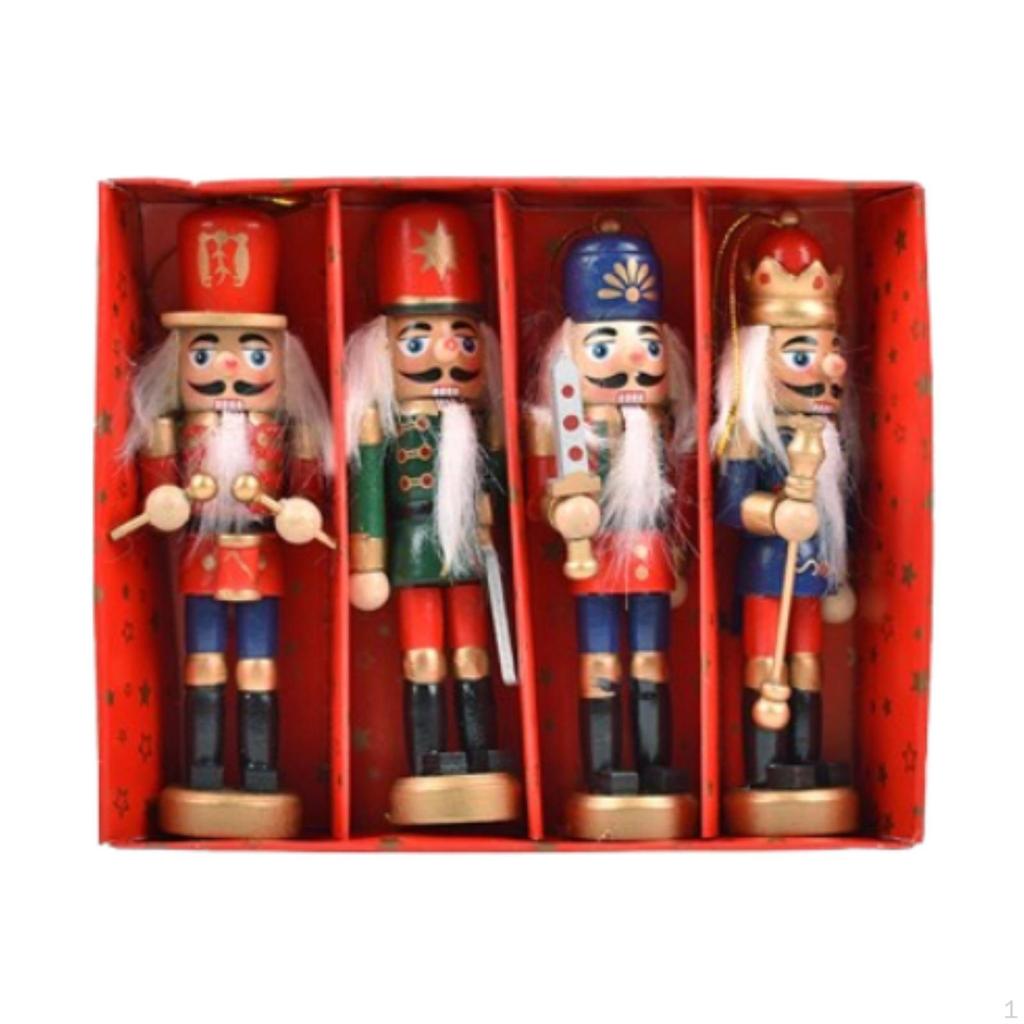 4 Stück Nussknacker Marionettenstatuen Weihnachtsdekorationen Heimtextilien Kunsthandwerk Künstliche Ornamente