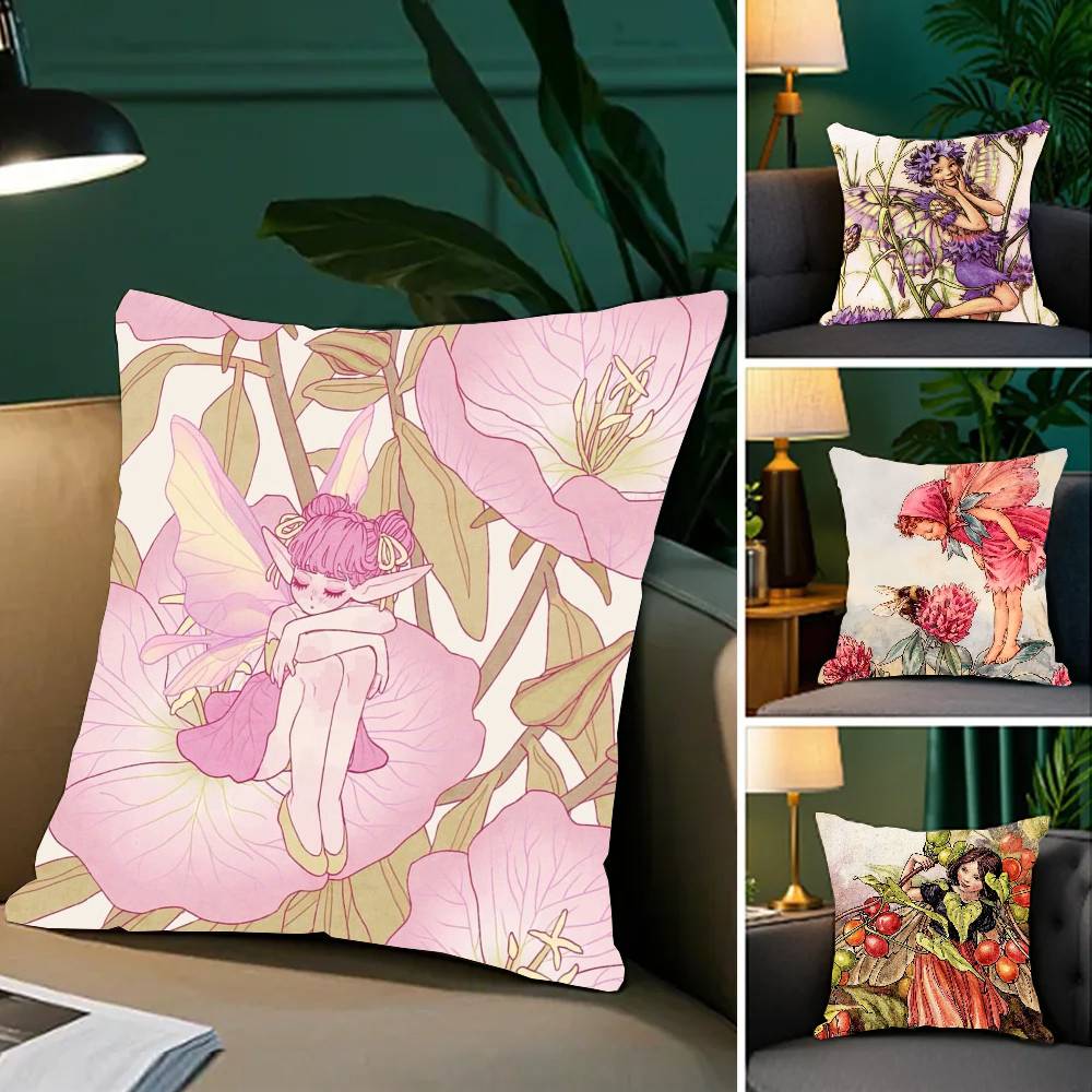 Flower Fairy Pillow Case Fashion Square Pillowcase Bedroom Sofa Room Ins Decoration Leisure