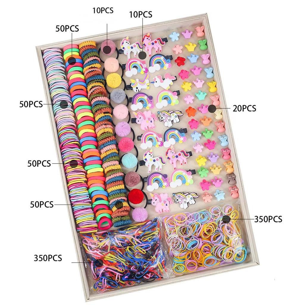 780-1800Pcs Colorful Hair Bands Set Nylon Ealstic Hair Ties Ponytail Hold Scrunchie Rubber Band Kid Baby Girls Hair Accessories