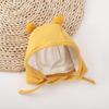 Unisex Newborn Pure Cotton Fontanelle Hat with Cute Double Pom-Poms – First Month Boneless Protection for Spring, Autumn, and Winter