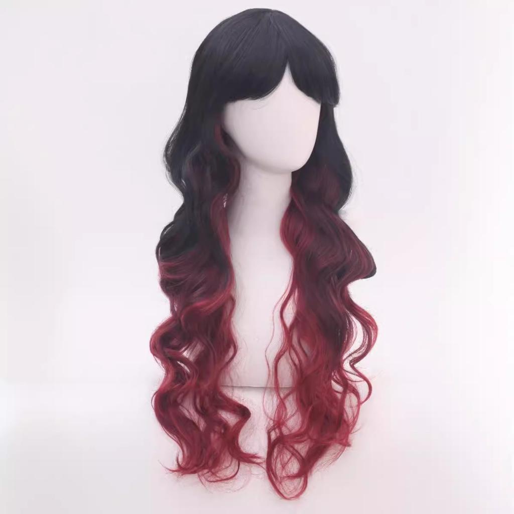 Long Curly Hair Gradual Change Wig Hairstyle Wig Multi-Color Color, Hair Women Medium And Long Headgear