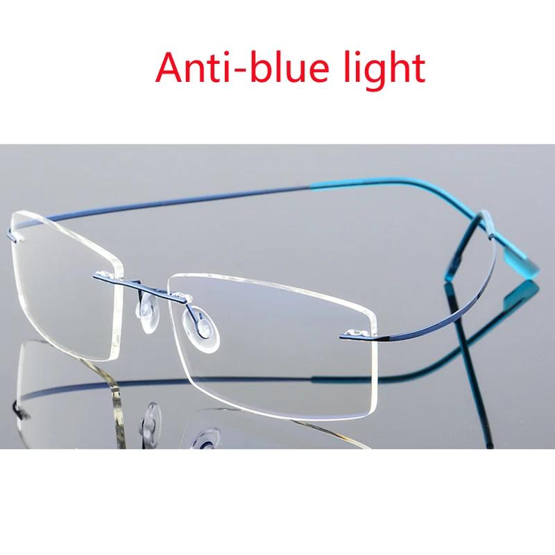 Customize Coating Frameless Myopia Glasses Anti Blue Light Prescription Computer Eyeglasses 0 -0.5 -1 -1.5 -2 -2.5 -3 -4 -5 -6